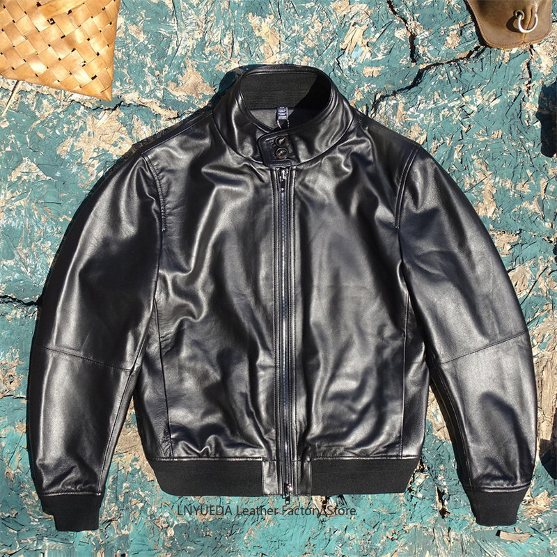 Harrington Jacket - جاكيت رجالي قصير من الجلد الطبيعي