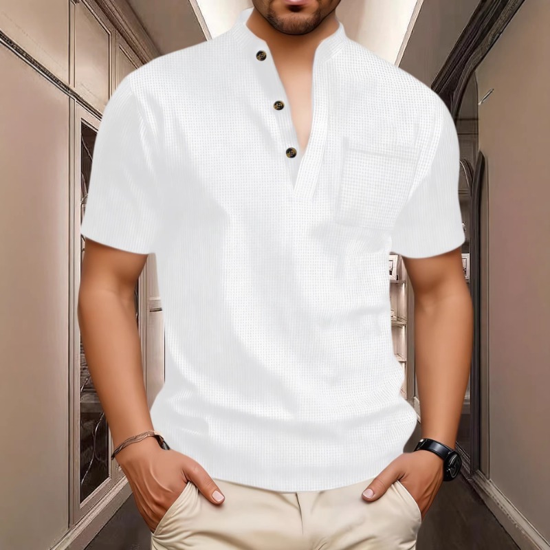 Mens Fashion Wear - قميص صيفي كاجوال للرجال بياقة هنلي