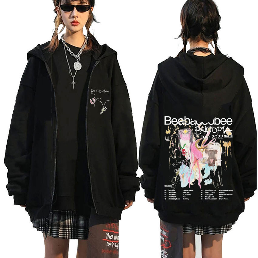 Mens Fashion Zip Up Hoodies - Beabadoobee Beatopia جولة قلنسوة بسحاب الرجال