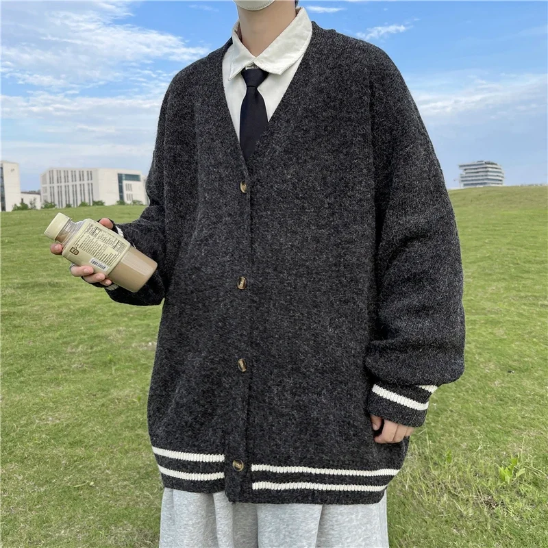 Men'S Fashion V Neck Sweater - سترة رجالية فضفاضة بأكمام طويلة ،