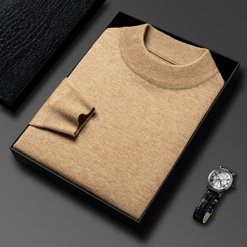 Turtleneck Sweater Men - نصف الياقة المدورة تريكو سترة جديدة