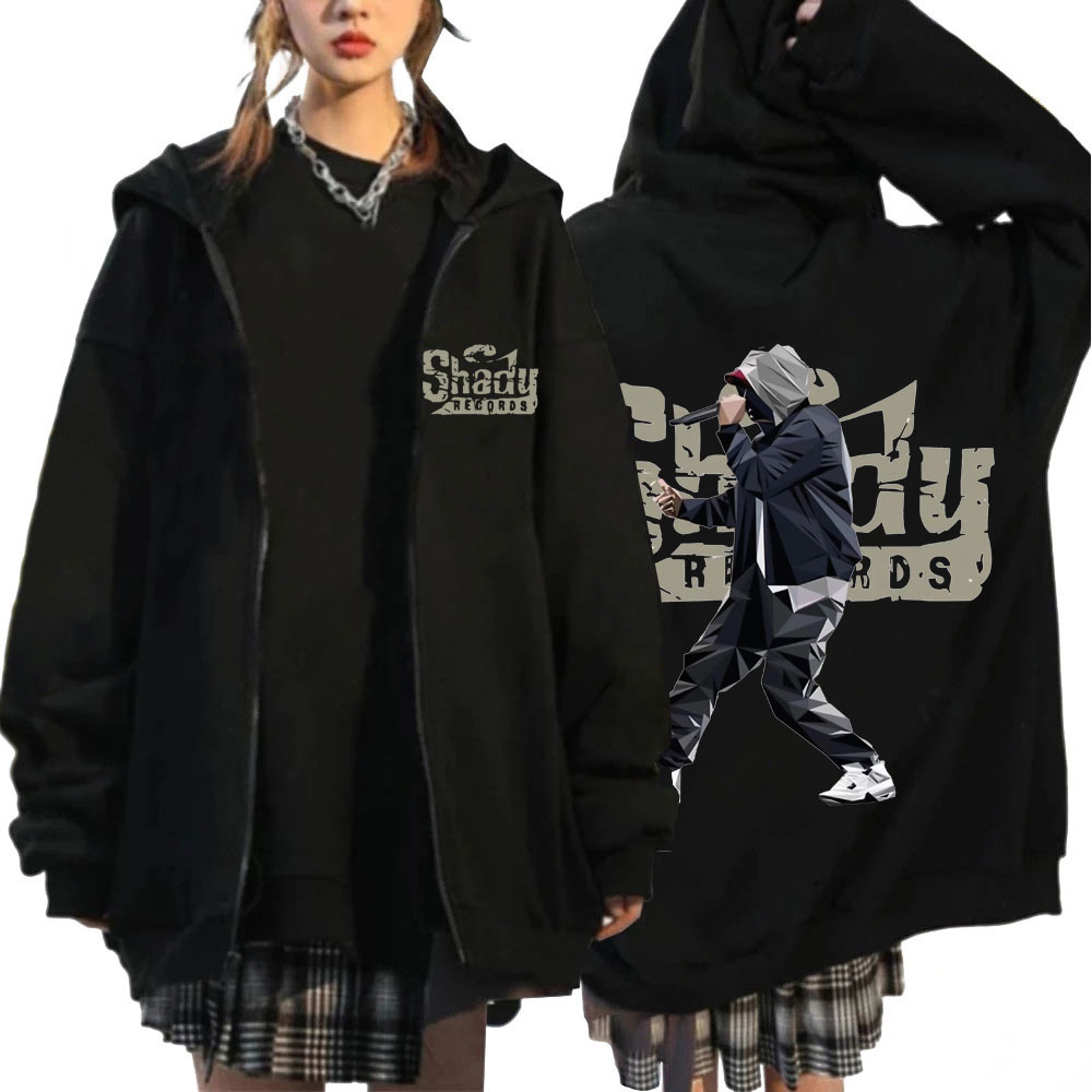 Mens Fashion Zip Up Hoodies - الهيب هوب المغني ايمينيم زمم هوديي