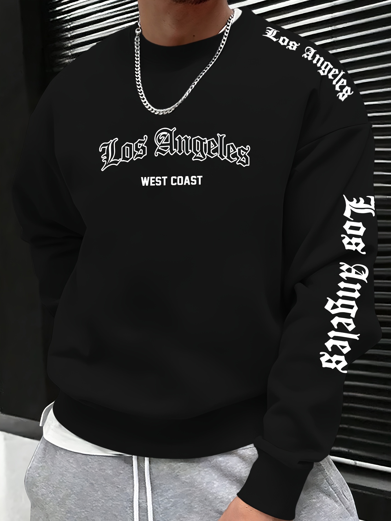 Men'S Tops Fashion - سترة رجالية بياقة مستديرة وطباعة حروف