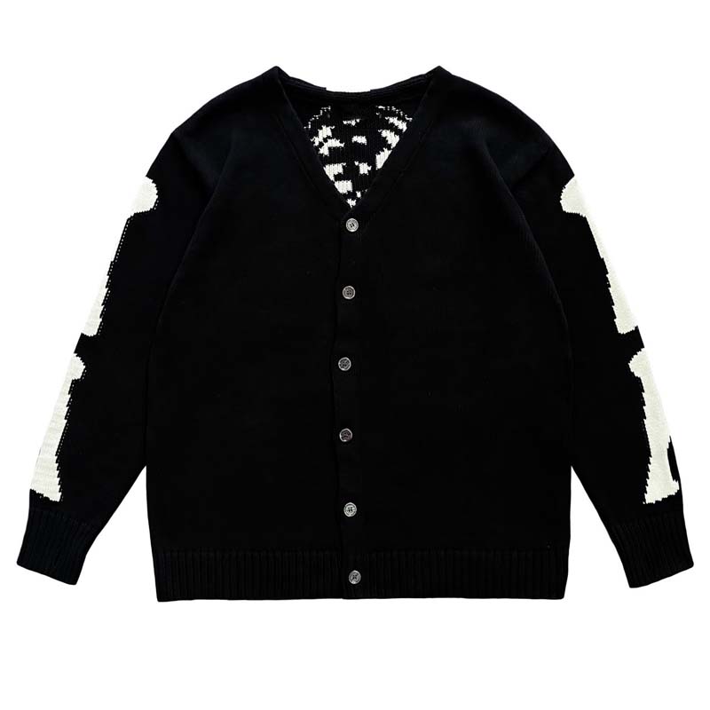 Men'S Fashion V Neck Sweater - كابيتال خمر هيراتا العظام الهيكل العظمي