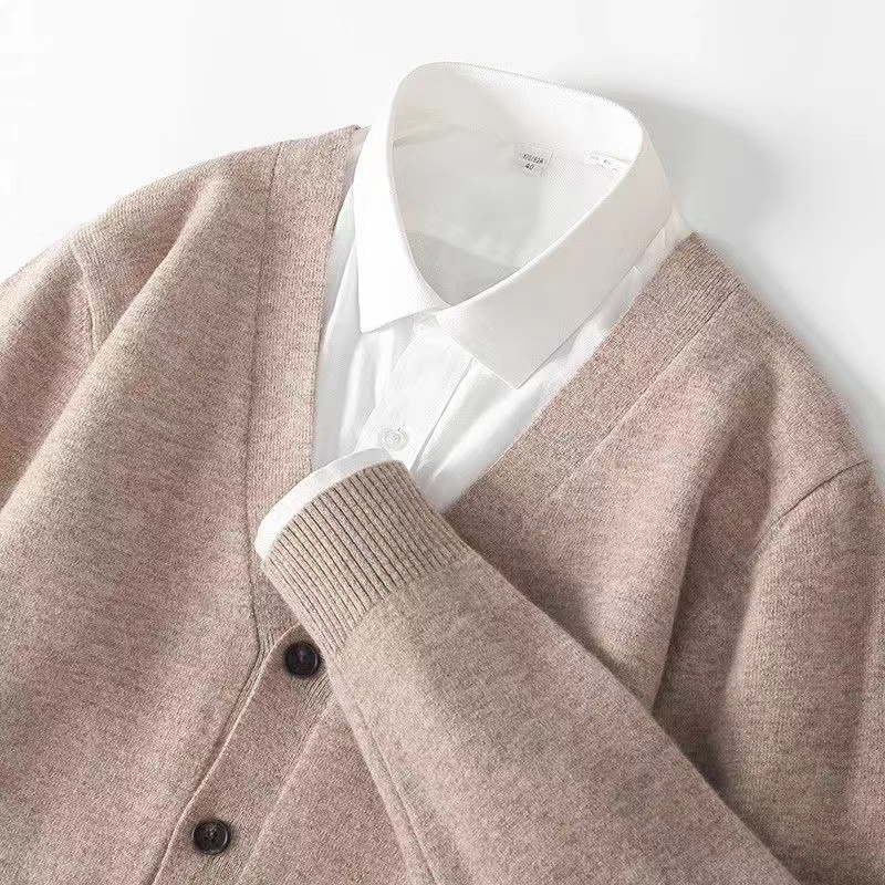 Men'S Fashion V Neck Sweater - سترة كارديجان رقيقة منسوجة للرجال ،