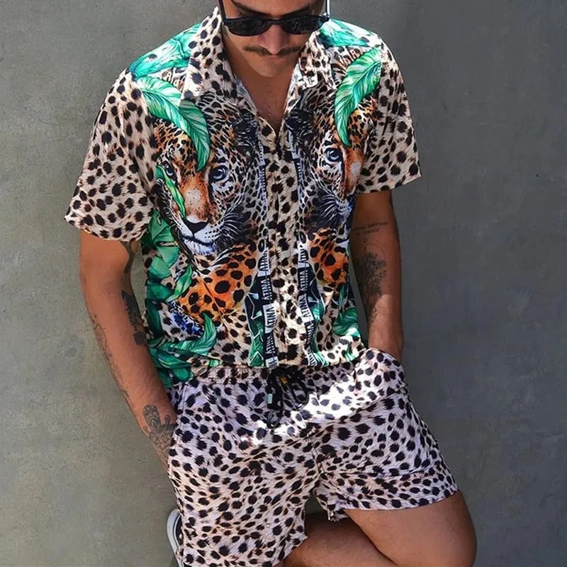 Men'S Fashion And Style - طقم صيفي رجالي عصري بنقشة الفهد،