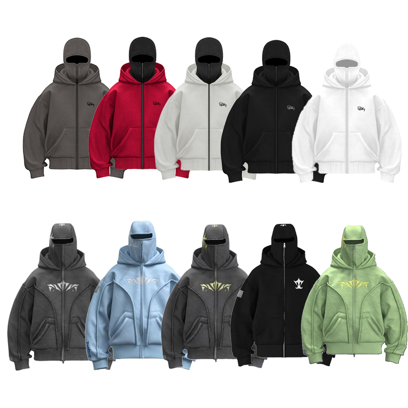 Mens Fashion Zip Up Hoodies - Y2K النينجا Harajuku زمم هوديي الساخن