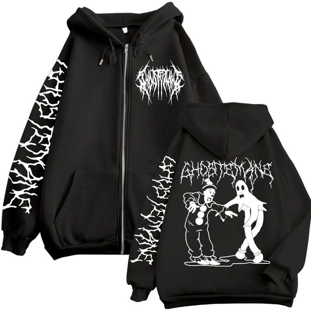 Mens Fashion Zip Up Hoodies - Ghostemane طباعة سستة هوديس المعادن موسيقى