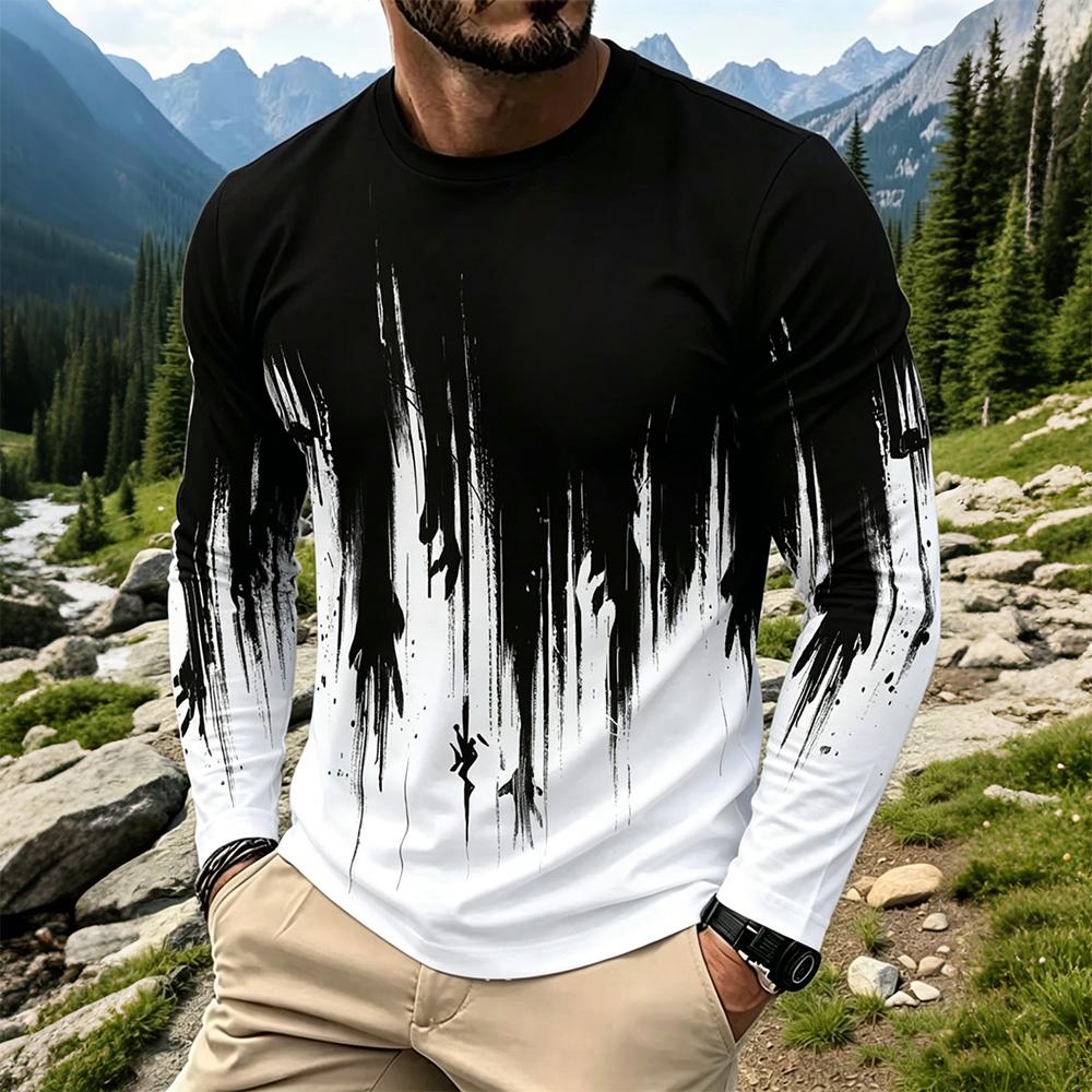 Men'S Tops Fashion - قميص رجالي بأكمام طويلة بتصميم متدرج