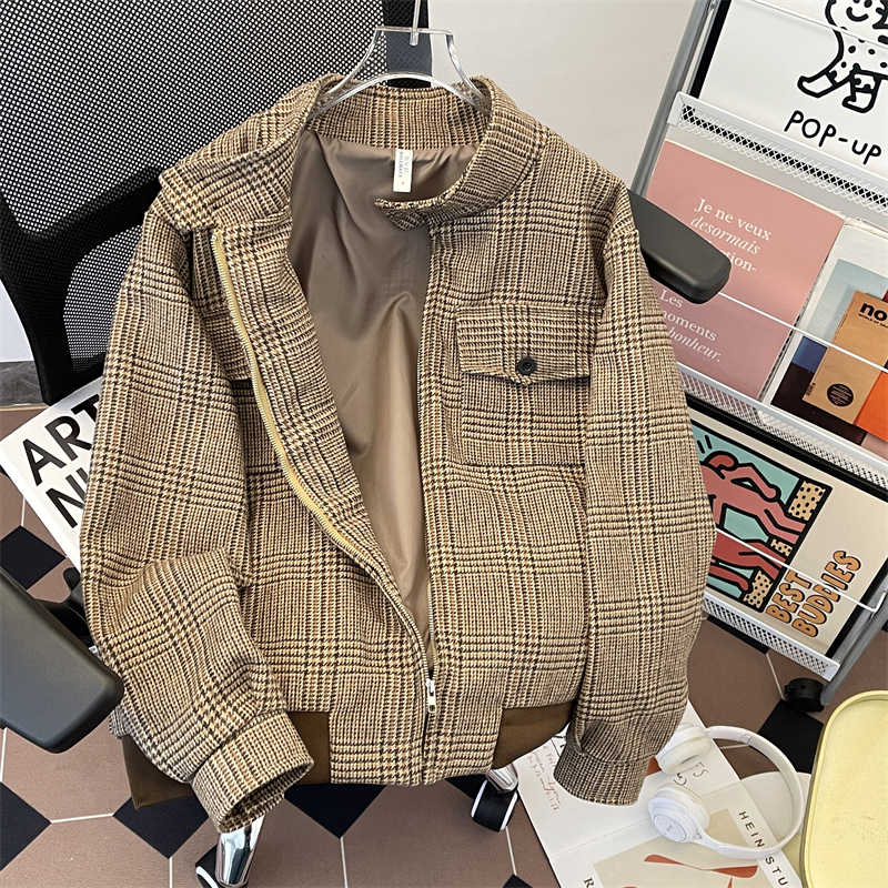 سترة نسائية بنية منقوشة للخريف - مراجعة Harrington Jacket وسعره