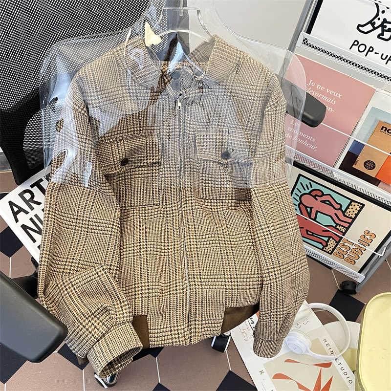 سترة نسائية بنية منقوشة للخريف - مراجعة Harrington Jacket وسعره
